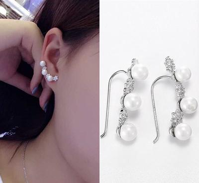 【925銀飾品 雪花貝珠耳夾 韓版耳飾秋冬時尚甜美配飾 工廠直】價格_廠家_圖片 -