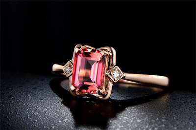 米萊珠寶18K金粉紅碧璽結婚定制鉆石戒指_珠寶圖片 -珠寶產品-金投珠寶-金投網
